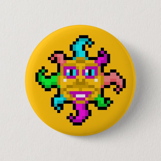 Badge Rond 5 Cm Soleil psychédélique dans le bouton Splendor (Devant)