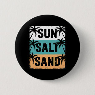 Badge Rond 5 Cm Soleil Sel Sable Été Plage Ambiance Vacances Famil