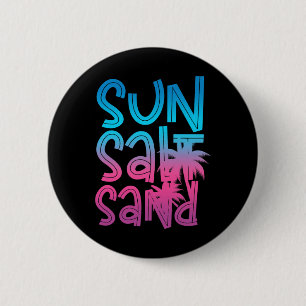 Badge Rond 5 Cm Soleil Sel Sable Été Vibes Vacances Tropicales Pla