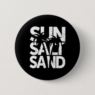 Badge Rond 5 Cm Soleil Sel Sable Palmier Hawaï Plage Été Vacances
