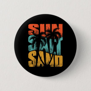Badge Rond 5 Cm Soleil Sel Sable Plage Coucher de soleil Vacances