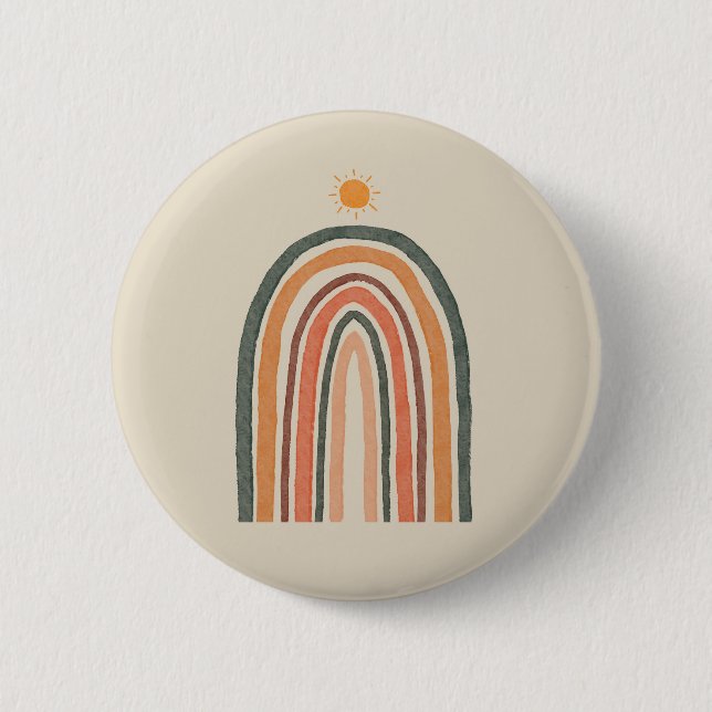 Badge Rond 5 Cm Soleil sur un arc-en-ciel (Devant)