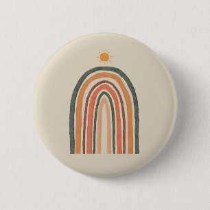 Badge Rond 5 Cm Soleil sur un arc-en-ciel