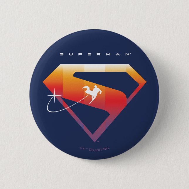 Badge Rond 5 Cm Soleil Tourner Superman Shield (Devant)