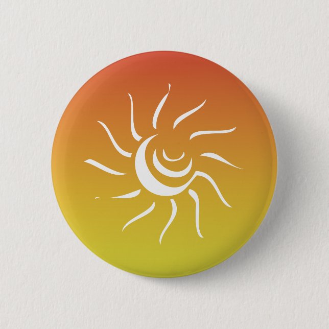 Badge Rond 5 Cm Soleil tribal jaune rouge (Devant)