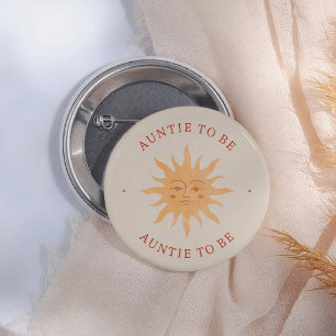 Badge Rond 5 Cm Soleil Vintage Bébé Shower Tante à Venir