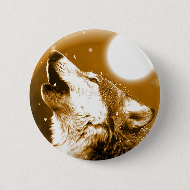 Badge Rond 5 Cm Solely Wolf Howling at Moon (Devant)