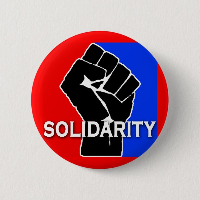 Badge Rond 5 Cm SOLIDARITÉ en rouge, blanc, le bleu et le noir (Devant)