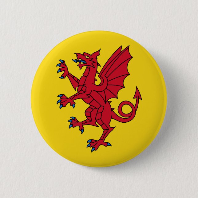 Badge Rond 5 Cm Somerset Flag England dragon symbol (Devant)