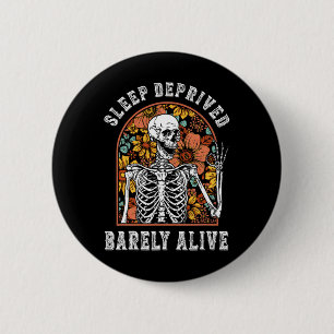 Badge Rond 5 Cm Sommeil privé par Vivement amusant Skeleton Hallow