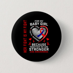 Badge Rond 5 Cm Son Combat Bébé Fille Maladie Cardiaque Congénital