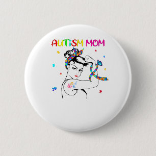 Badge Rond 5 Cm son combat est mon combat autisme maman