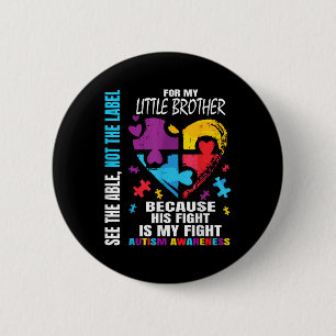 Badge Rond 5 Cm Son Combat Est Mon Combat Blue Little Frère Autism