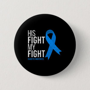 Badge Rond 5 Cm Son combat est mon combat contre le diabète T1d