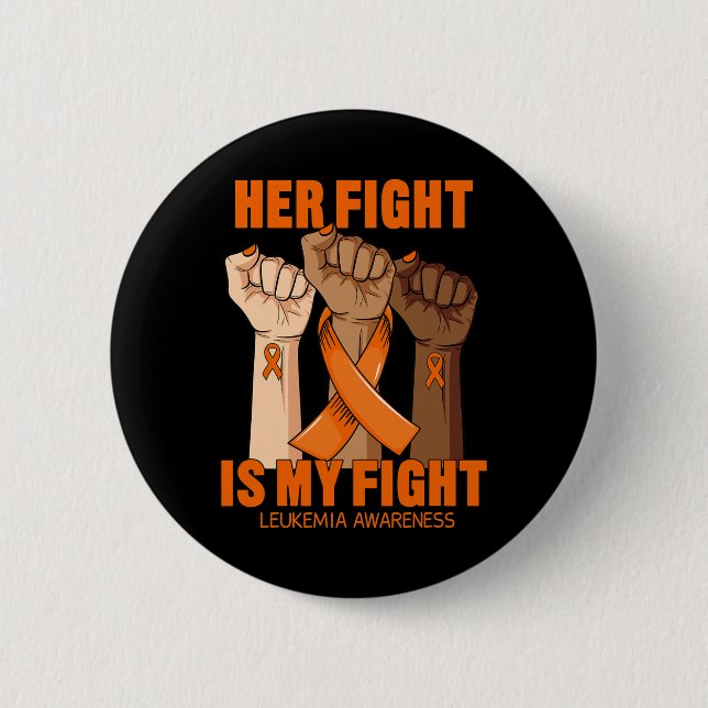 Badge Rond 5 Cm Son combat est mon combat Leucémie Sensibilisation (Devant)