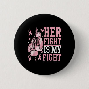 Badge Rond 5 Cm Son Combat Est Mon Combattant Bow Pink Breast Canc