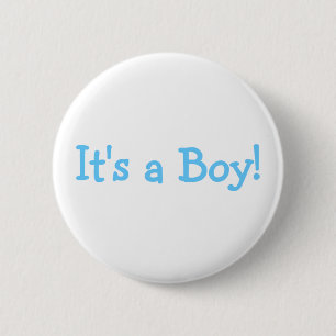 Badge Rond 5 Cm Son un garçon (bleu)