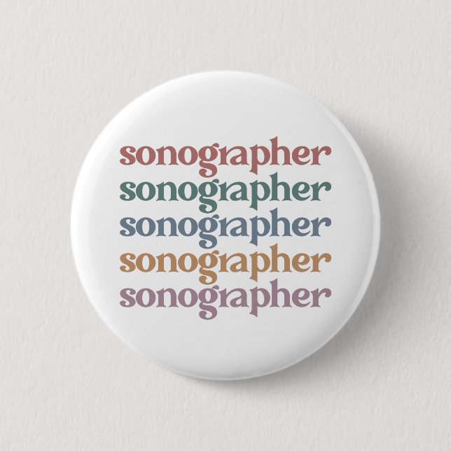 Badge Rond 5 Cm Sonographe Ultrasound Tech Retro Sonographer Cadea (Devant)