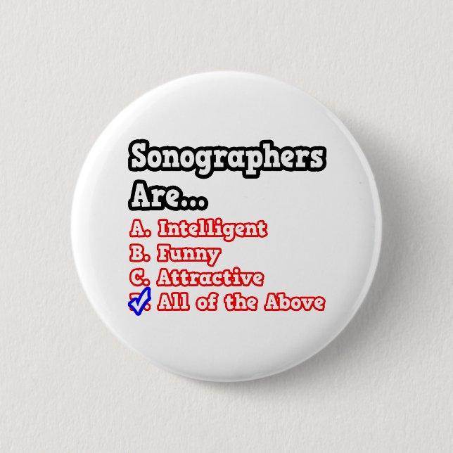 Badge Rond 5 Cm Sonographer Quiz...Plaisanterie (Devant)