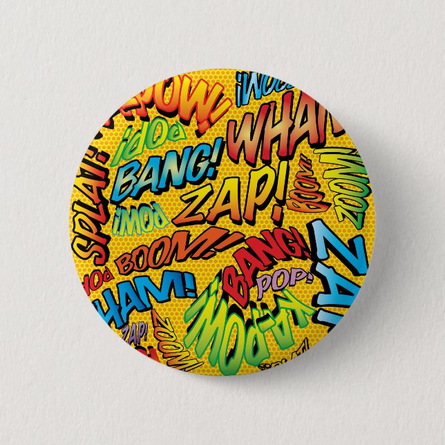 Badge Rond 5 Cm Sons de Pop Art de Bande Dessinée (Devant)