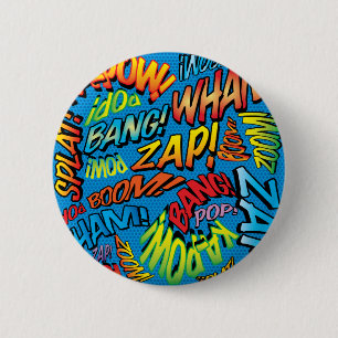 Badge Rond 5 Cm Sons de Pop Art de Bande Dessinée