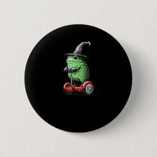 Badge Rond 5 Cm Sorcier Grenouille Fantaisiste Part Pour Commettre