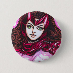 Badge Rond 5 Cm Sorcier Rouge ~ Wanda Maximoff