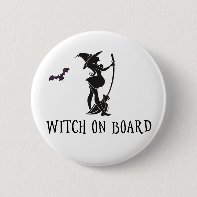 Badge Rond 5 Cm Sorcière à Bord Shower de Maternité pour Bébé (Devant)