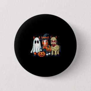 Badge Rond 5 Cm Sorcière à cheval rétro Y Halloween Citrouilles Ho