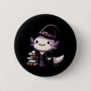 Badge Rond 5 Cm Sorcière Axolotl - Jolie Halloween