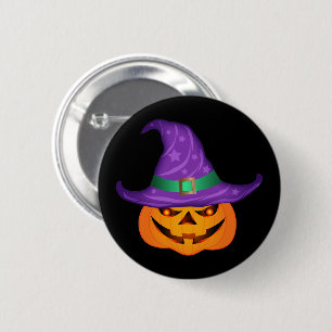 Badge Rond 5 Cm Sorcière citrouille