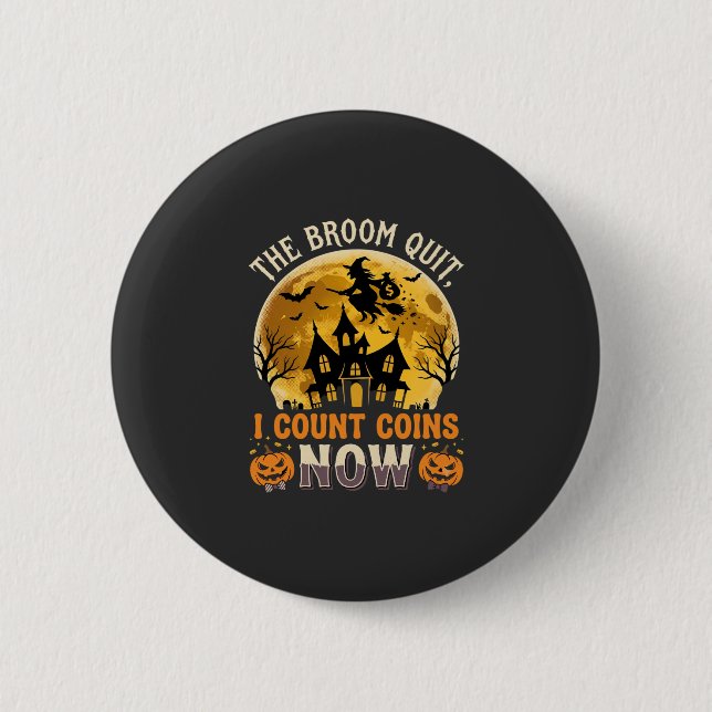 Badge Rond 5 Cm Sorcière de banquier hantée d'Halloween (Devant)