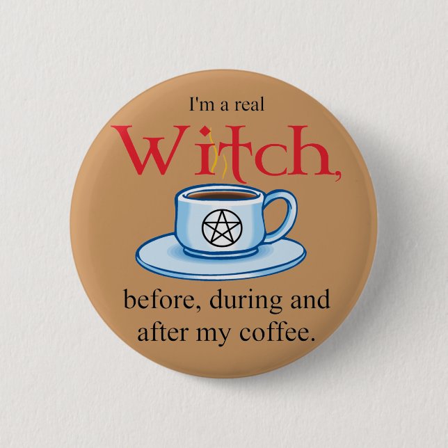 Badge Rond 5 Cm sorcière de café de bouton (Devant)