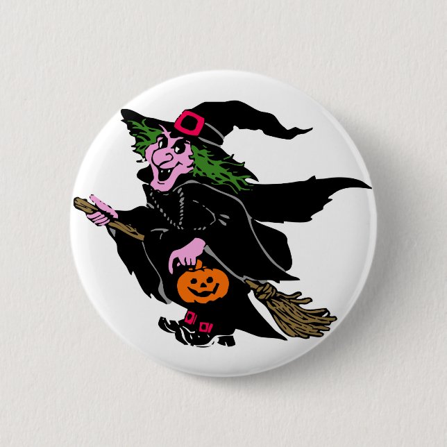 Badge Rond 5 Cm Sorcière de Halloween (Devant)