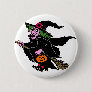 Badge Rond 5 Cm Sorcière de Halloween