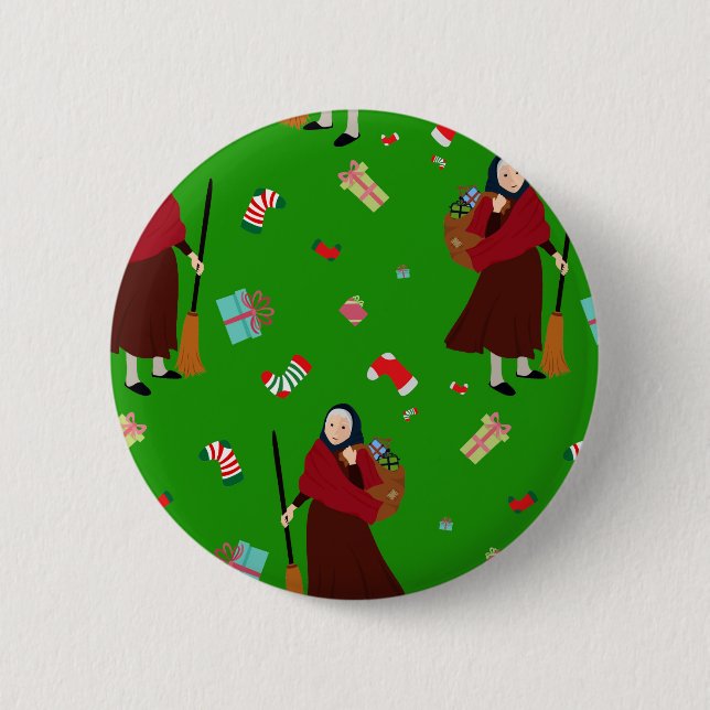 Badge Rond 5 Cm sorcière de noël Befana (Devant)
