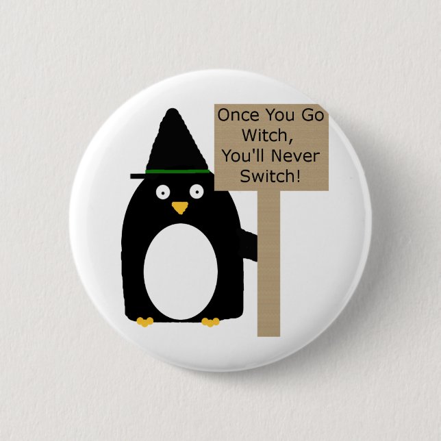 Badge Rond 5 Cm Sorcière de pingouin (Devant)