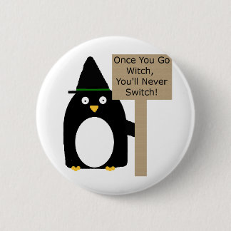 Badge Rond 5 Cm Sorcière de pingouin