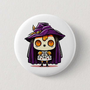 Badge Rond 5 Cm Sorcière d'Halloween