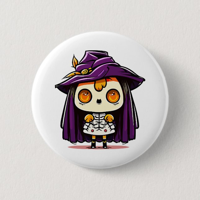 Badge Rond 5 Cm Sorcière d'Halloween (Devant)