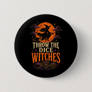Badge Rond 5 Cm Sorcière d'Halloween Lance les Dés D20 Jeux de Soc