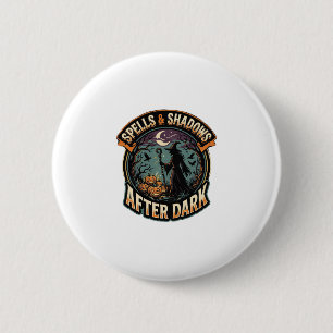 Badge Rond 5 Cm Sorcière d'Halloween Nuit de citrouille