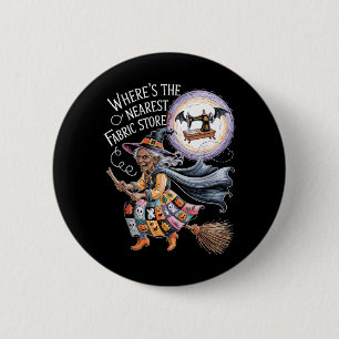 Badge Rond 5 Cm Sorcière drôle d'Halloween amateur de couture et d