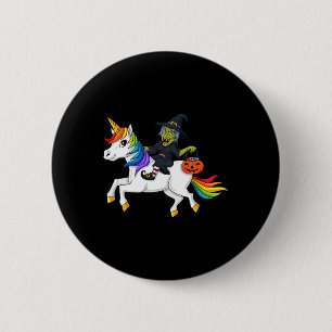 Badge Rond 5 Cm Sorcière équitation Unicorn Amusement Halloween fi