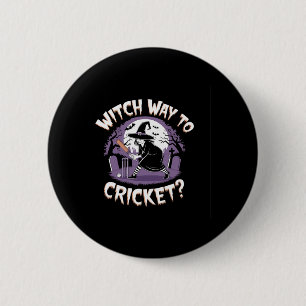 Badge Rond 5 Cm Sorcière façon de cricket drôle d'Halloween sports