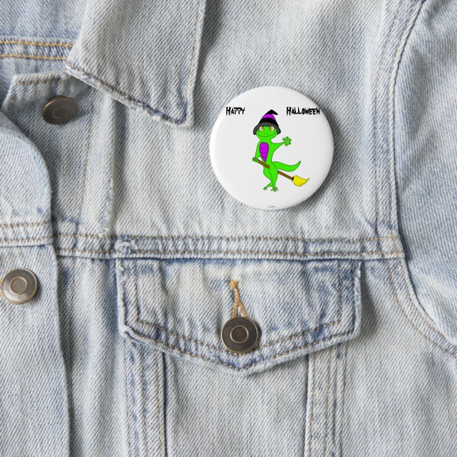 Badge Rond 5 Cm sorcière gecko (En situation)