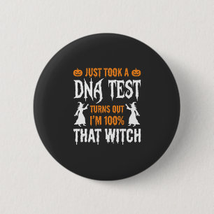 Badge Rond 5 Cm Sorcière graphique de test ADN d'Halloween drôle