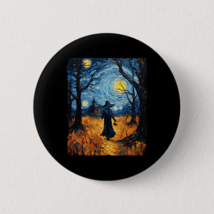 Badge Rond 5 Cm Sorcière Halloween Starry Night Van Gogh Costume A