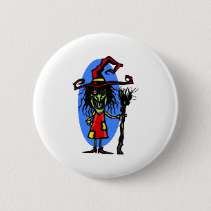 Badge Rond 5 Cm Sorcière maladroite avec le balai
