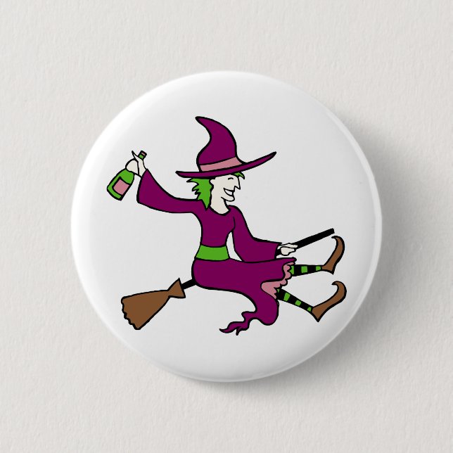 Badge Rond 5 Cm Sorcière pompette (Devant)